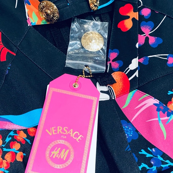 Iconic Versace for H&M Womens US 2 Floral Silk Corset Top Cut Out Back Rare NEW - Picture 13 of 15